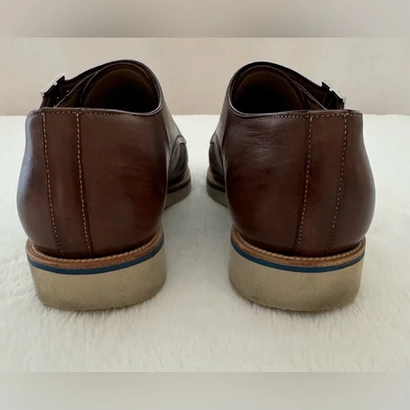 Francesco Benigno Italian Brown Leather Double Monk Buckle Strap Loafer Shoe